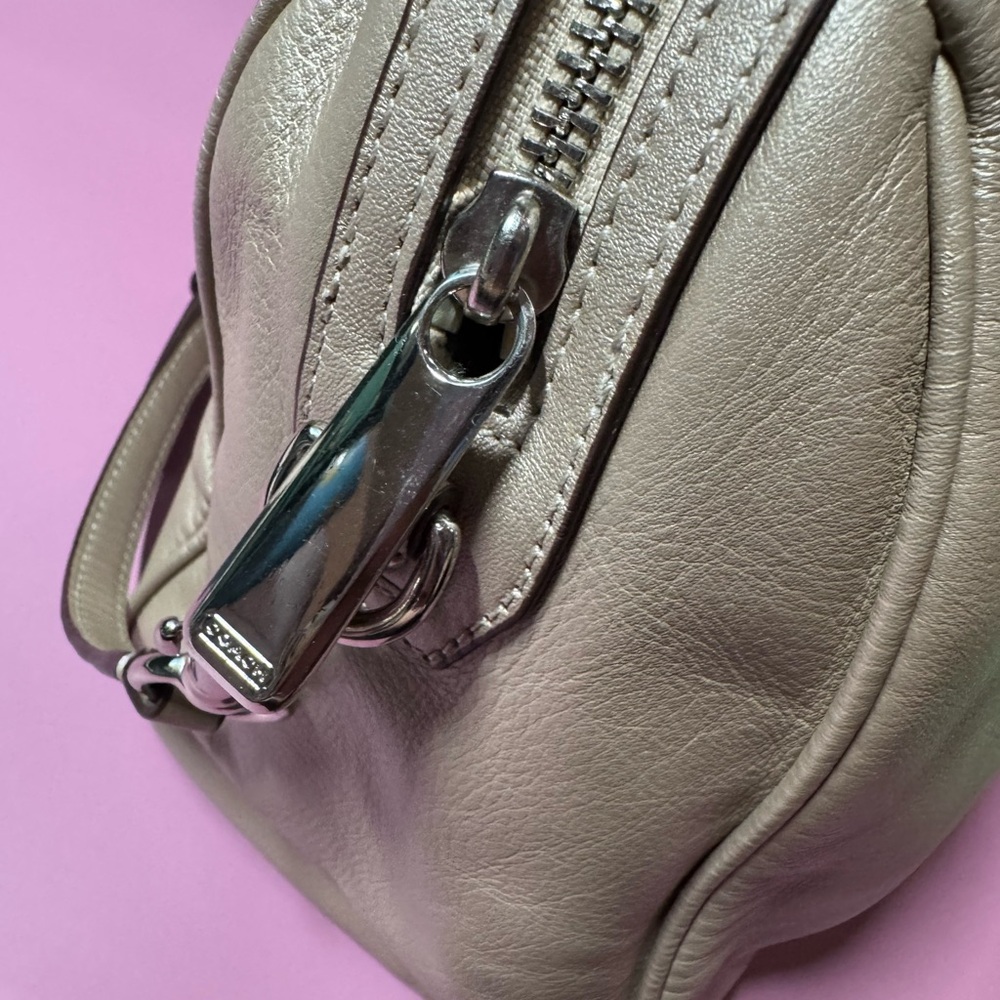EOC Coach Metallic Beige Leather Satchel - Picture 6 of 13